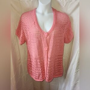 St. Johns Bay Womans Short Sleeve Cardigan Chateau Rose Size 2X NWT